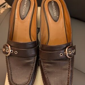 Kim Rogers Women's Brown Heel Loafers, Sling Style, Size 7.5, EUC